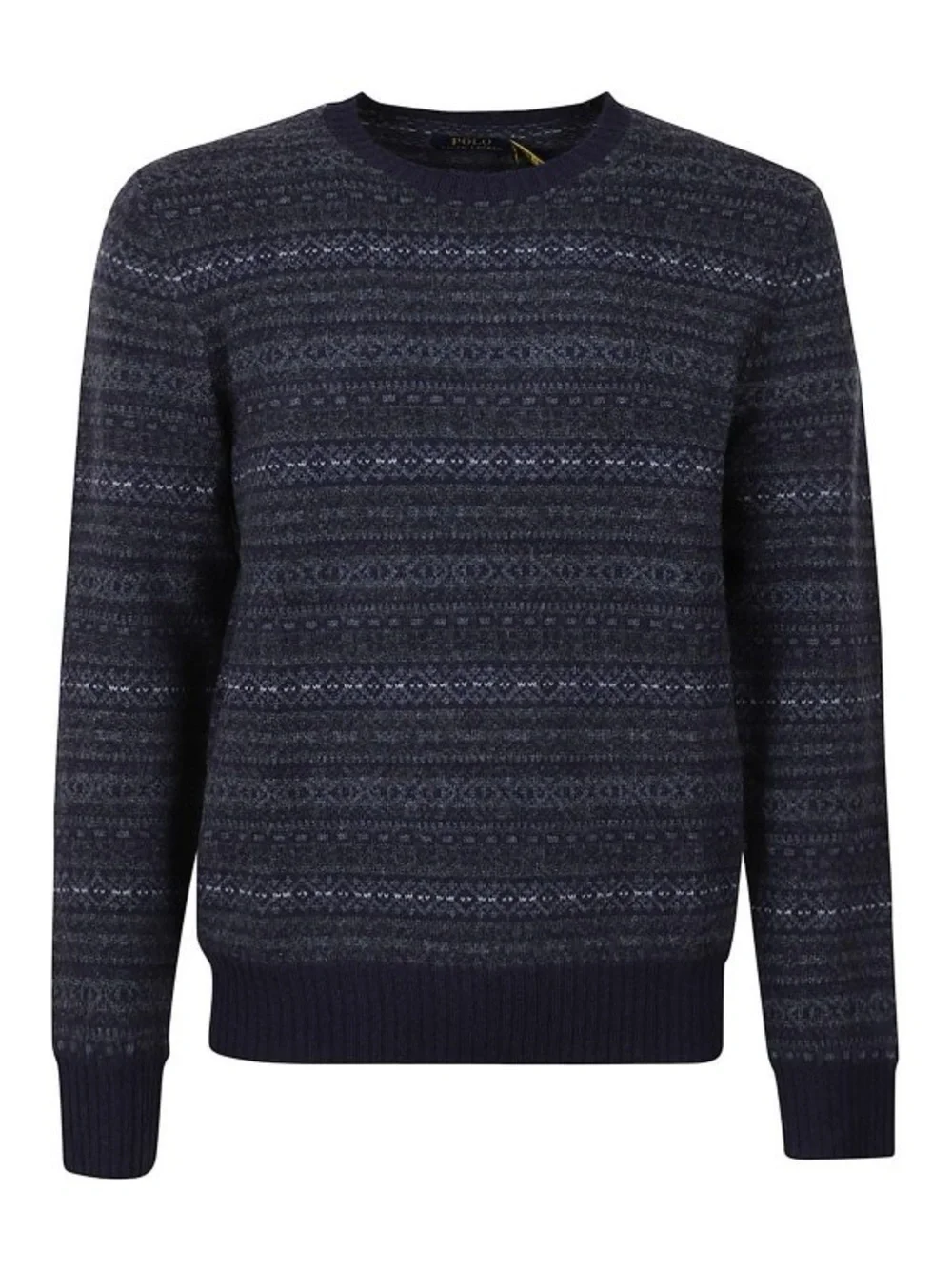 NEW POLO Ralph Lauren Wool Alpaca Hair Crew Neck Sweater Navy Fair Isle Sz Large